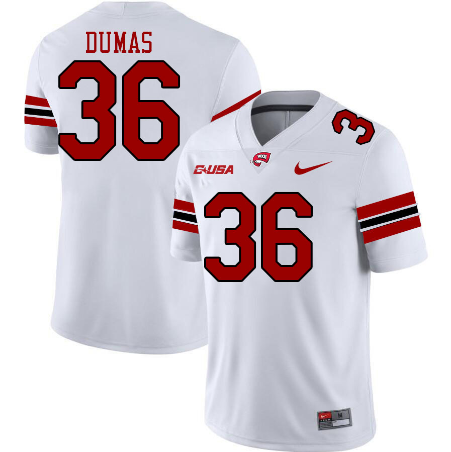 Western Kentucky Hilltoppers #36 Chavaris Dumas College Football Jerseys Stitched Sale-White